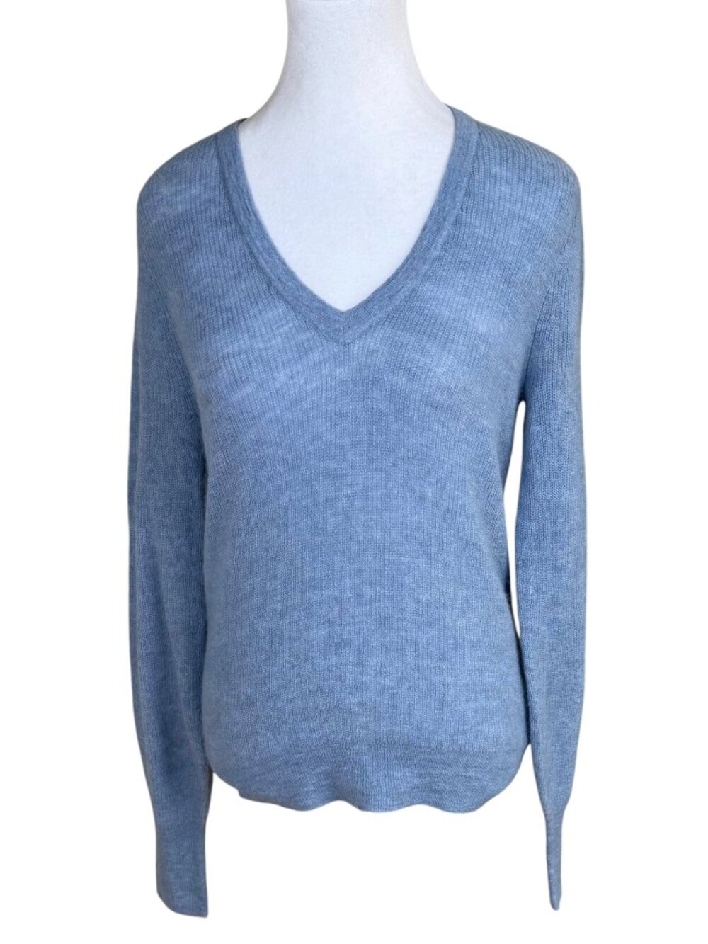 Madewell Sweater Alpaca Blend Blue V-Neck Lightweight Soft Knit (S)